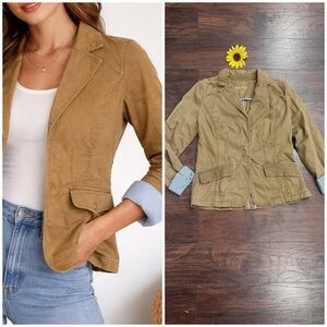 Eddie Bauer Legend Wash Womens Blazer Dark Khaki Denim Utility Cotton